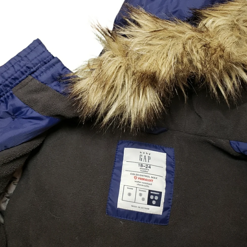 Baby Gap 18-24m Navy Fur Hooded Warmest Parka Winter Coat Jacket